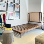 Load image into Gallery viewer, Natural Walnut and Natural Caned Headboard Bed
